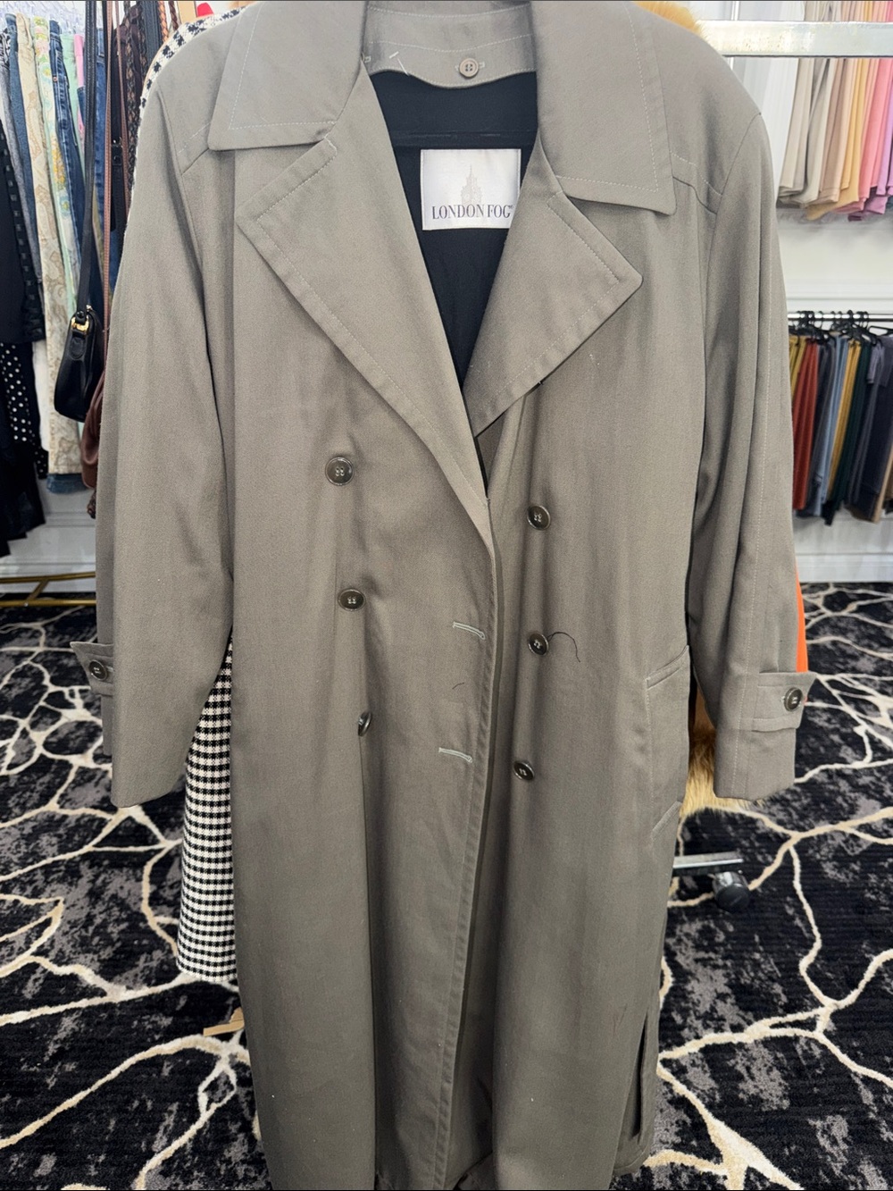 London Fog Olive Trench Coat - Double-Breasted Classic